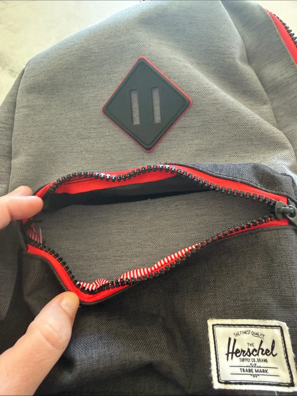 Herschel Supply Co. Two-Tone Gray & Dark Charcoal Backpack with Red Accents